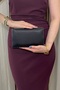 Women's Black Satin Evening Dress Bag with Silver Accessories - Chain Strap Hand and Shoulder Bag - 2