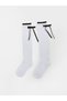 Girl's Knee Socks with Bow Detail, Pack of 2