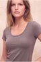 Women's Mink Cotton Regular Fit Wide Round Neck Short Sleeve T-Shirt Avery - 2