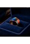 100% Handmade Copper |   Copper Blue Red Landscape Patterned Wide Form Adjustable Ring |   100% El Y - 8