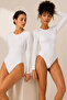 Women's 95% Cotton Long Sleeve Crew Neck Flexible 2-Piece Basic Bodysuit