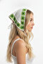 Hand Knitted White Green Floral Patterned Summer Bandana Hair and Neck Accessory - 3