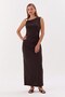 Gold detailed long dress brown