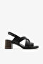 Black Genuine Leather Cross-Strapped Thick Heeled Women's Sandals - 5