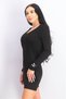 Women Ribbed Long Sleeve V-neck Bodycon Dress, Black - 3