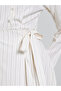White Striped Wrap Shirt Midi Dress - 4