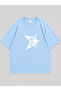 Unisex Y2K Star Printed Oversized T-Shirt Baby Blue