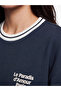 Lcw Vision Navy Blue Paris Printed Oversize Women's T-Shirt - 3