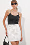 Women's Polka Dot Mini Denim Skirt 8086 - White - 5