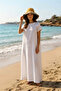 Cream Hand Knitted Straw Hat with Fabric Detail Hsr2613 - 2
