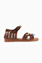 Women's Tan Beaded Leather Powder Casual Sandals - 3