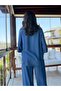 Navy Blue Denim Tencel Shirt and Pants Set - 8
