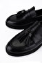 Women's Genuine Leather Black Loafer Shoes - 3