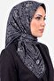 وشاح نسائي أصلي باللونين الأزرق الداكن والأبيض بنمط الشال من قماش الديمي