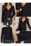 Women's V-Neck Soft Textured Knitwear Cardigan Gold Buttoned Soft Textured Long Sleeve Stylish Casual Cardigan - 6