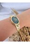 Oval Gold Inside Green Women Wrist Watch - 3