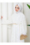 Flower-Patterned Lace Dress with Double Layered Veil and Gold Chain Belt.. 2 Pieces of Lace Poncho - 3