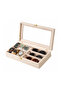 6-Watch and 3-Glasses Compartment Leather Organizer Box with Glass Lid |   Watch and Glasses Storage Box