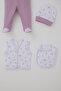 Baby Girl Hospital Release Set, 8 Pieces, Floral & Text Patterned, 0-3 Months, White - 5