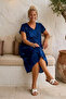 Black-Blue V-Neck Short Sleeve Patterned Casual Viscose Woven Dress 113 64 - 6