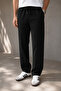 Men's Black Linen Trousers with Waist Tie