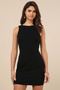 Women's Boat Neck Backless Zero Sleeve Sandy Fabric Double Layer Lined Mini Dress - 2