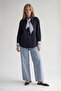 Dark Blue Fine Line Tie Detail Shirt - 2