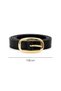 Black Shk3017 Women's Thin Oval Gold Buckle Faux Leather Waist Belt - 3