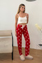 Women's Elastic Waist Heart Patterned Pajama Bottoms Red - 26Y 4522 - 3