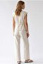 2150 Women's Linen Look Zippered Vest Pants Set Stone - 4
