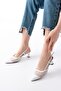 Zri̇n-607 Premium White Daily Mesh Open Back 7 cm Heeled Shoes - 3