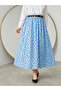 Belt Detail Polka Dot Skirt-Blue - 2