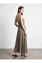 90591 100% Lyocell Halter Neck Dress-Brown - 2