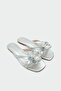 Opia Gold Flower Detailed Women's Silver Flat Slippers - 2
