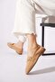 Drenste Arma Buckle Genuine Leather Women's Ballerinas Beige Suede - 7