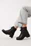 Sley Buckle Tied Hook Women's Genuine Leather Boots Black Skin - 4