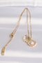 316L Steel Chain Gold Color Zircon Stone Pearl Detail Oyster Necklace - 3
