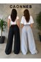 2-Piece Women's Sweatpants (Black-Grey) Oversize Baggy Loose Legs - 2