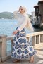 Patterned Long Skirt with Elastic Waist - 5