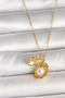 316L Steel Gold Color Chain Clamshell Mussel Model Women's Necklace with Pearls - 2
