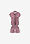 Women Lily Striped Short Sleeve Shirt Shorts Brown Set - 5