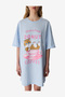 Women Mofusand Short Sleeve Light Blue Night Dress - 2