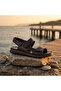 Genuine Leather Unisex Orthopedic Sandals Bitter Brown Soft Sole Velcro Comfort Summer Daily Slippers - 8