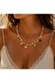 Kly-1056 |   Cream-Pink Natural Stone Sea Charm Tassel Necklace |   Eos Collective - 2