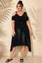 Women's Plus Size Black Ring Detailed Off-Shoulder Leather Look Asymmetrical Cut Viscose Stretchy Dress