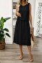 Women's Sleeveless Round Neck Buttoned Aerobin Blouse and Midi Skirt Two-Piece Set - 3
