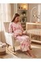 New Season Pink Floral Pattern Summer Nursing-Friendly Design Short Sleeve 100% Cotton Maternity Nightgown Set - 2