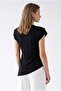 2167 Women's Draped Padded Boat Neck Blouse Black - 4