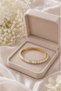 Leaf Wrapped Stone White Enamel Thin Cuff Bracelet (Gold Color) - 3