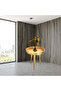Handicrafted Wooden Round Coffee Table With Brass Embossing Arabic (diameter 16x16''Height:20'')